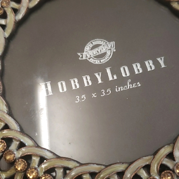 Vintage Cute Hobby Lobby Metal/Stones Picture Frame /3.5×3.5 Inches - Picture 3 of 10